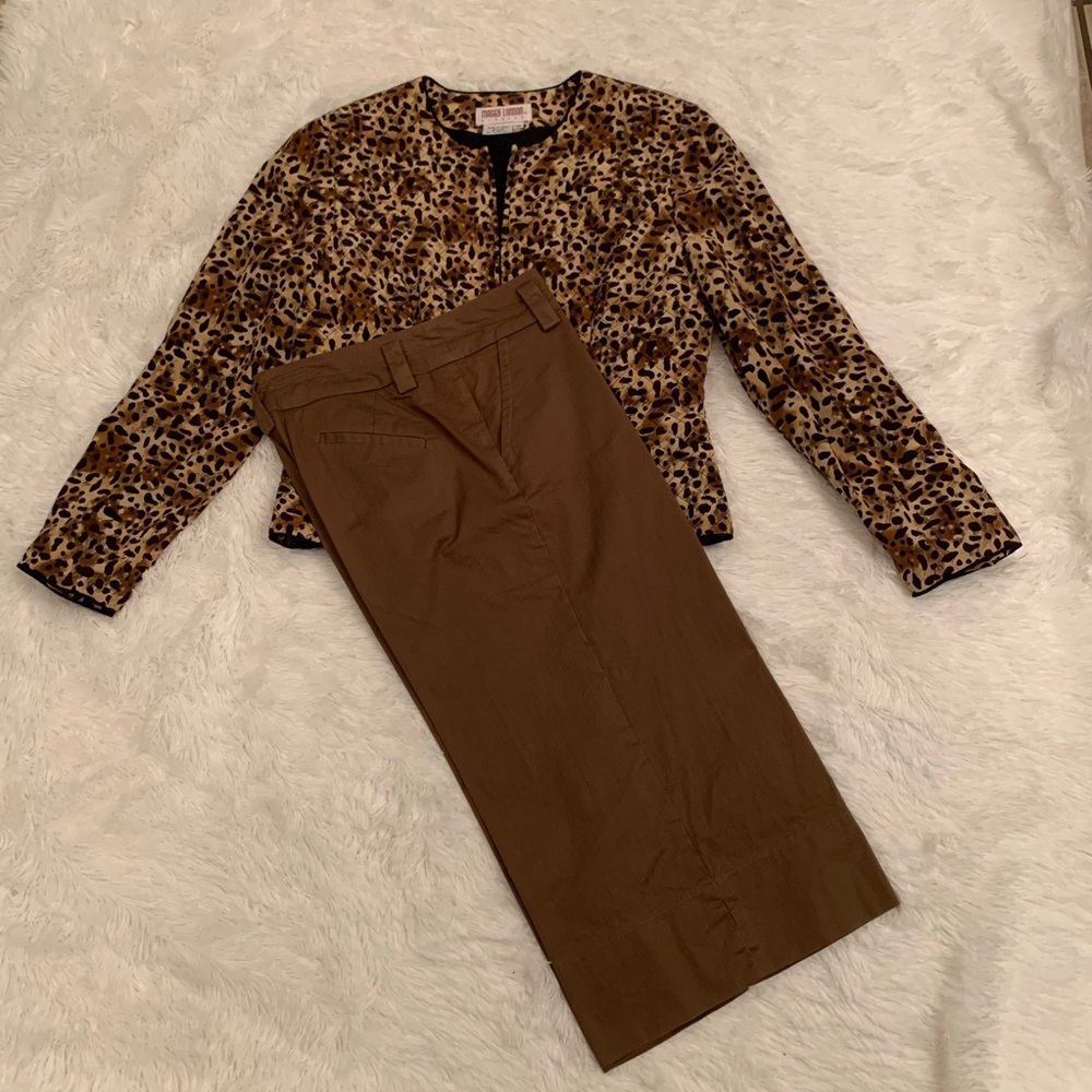 Trina Turk Brown Wide Leg Cropped Gaucho Sz 6